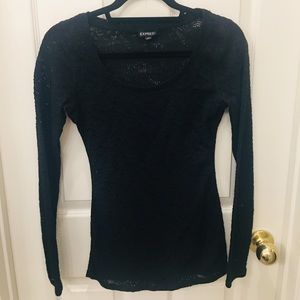 Express lace cutout long sleeve in floral pattern